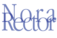 nora rector logo on a black background